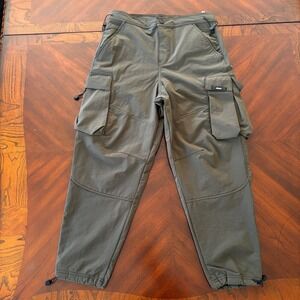 Zara Olive Green Technical Cargo Pants Small Gorpcore Mens Parachute Nylon Pant